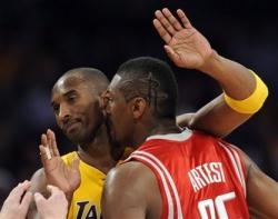 Ron Artest goes face to face with Kobe as a Houston Rocket.jpg