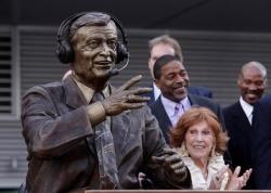 Chick Hearn statue in front of Staples Center.JPG