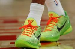 Kobe Bryant neon green Nike basketball shoes.JPG