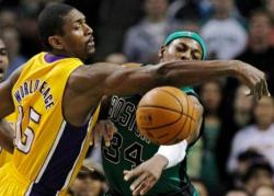 Metta World Peace tries to deflect the pass from Paul Pierce.JPG